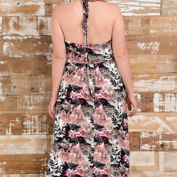 Watercolor Halter Maxi Beach Dress Curvy Plus - Picture 4 of 8